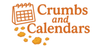 Logo for Crumbs and Calendars featuring a hand-drawn calendar icon with scattered cookie crumbs.